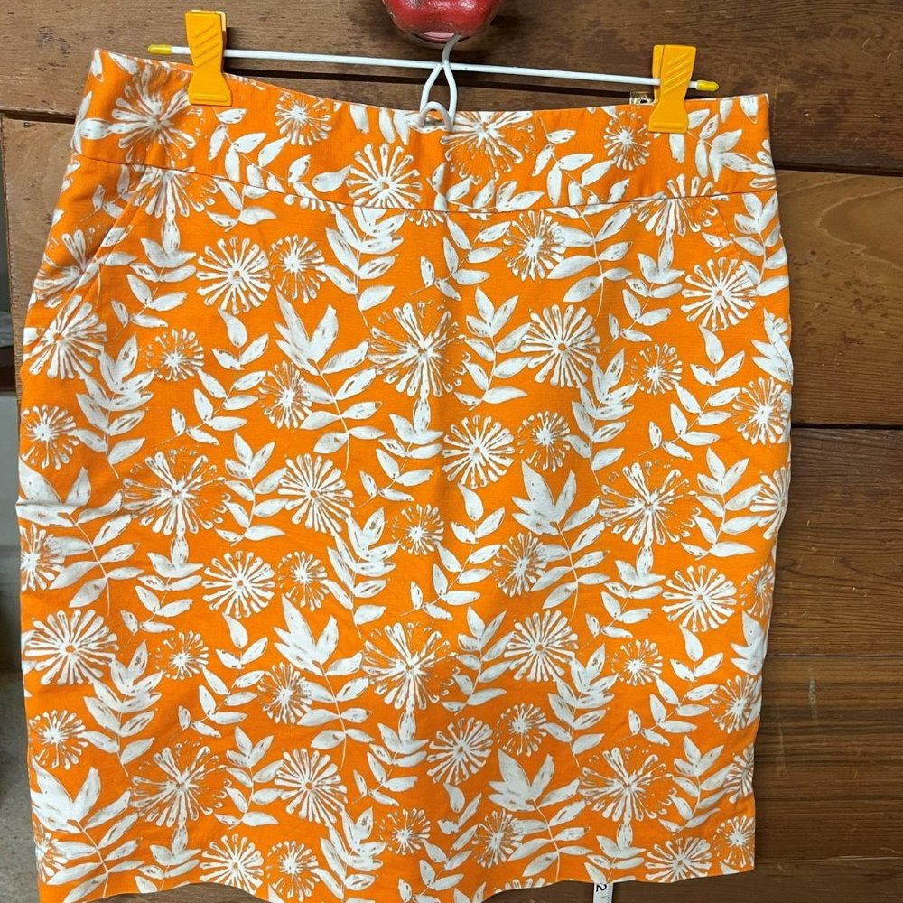 Rafaella Skirt - Orange Topical Flowers - Women Size 12